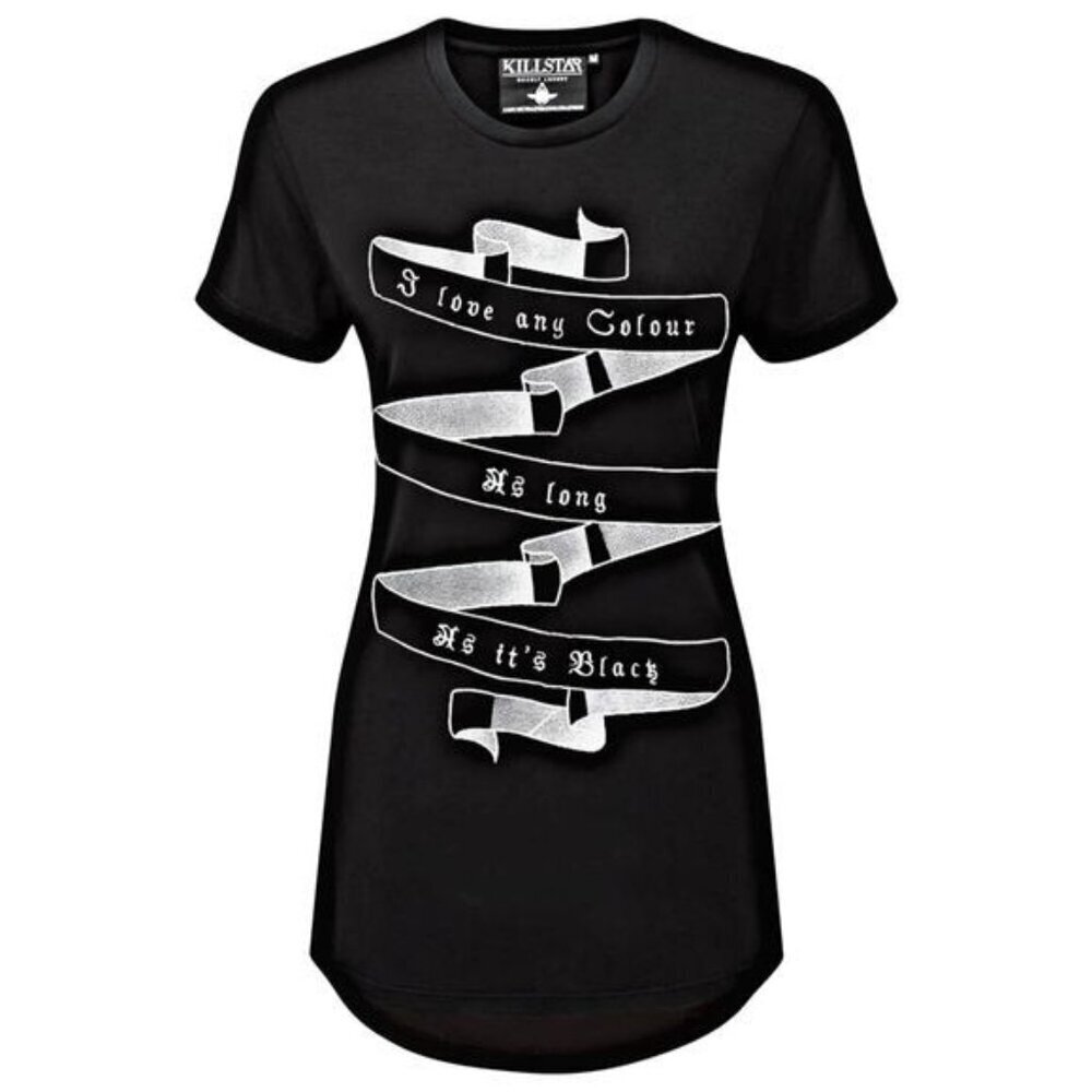 Killstar ✦ Fact Cut-Out Back Tee ✦ Black Gothic Embroidered Jersey Top Size S